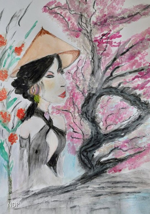La Japonaise. (2024) Peinture par Nicole De Pauw Woluwe Saint Lambert Bruxelles