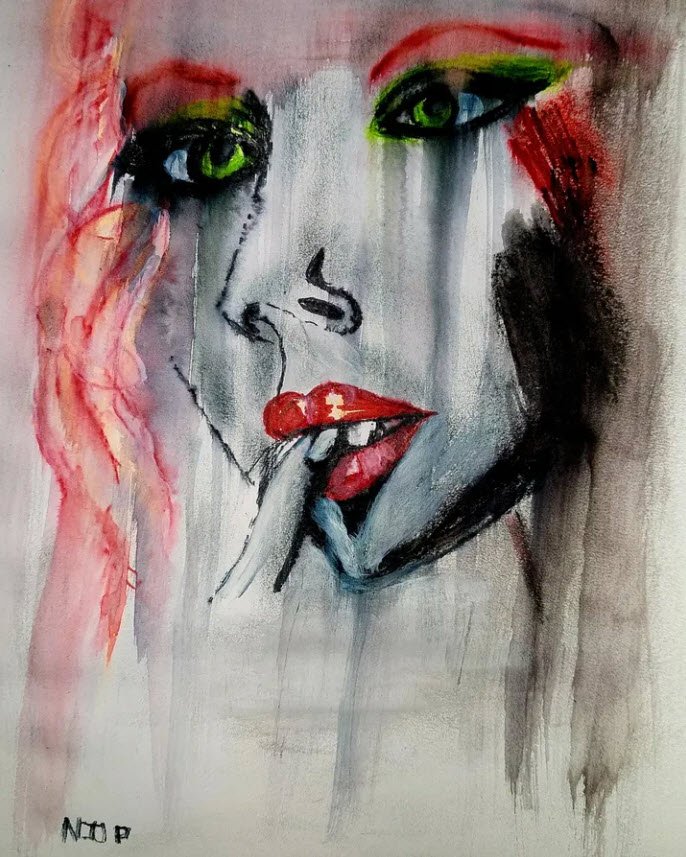 La jeune femme pensive - Création contemporaine - Visage expressionniste - Nicole De Pauw
