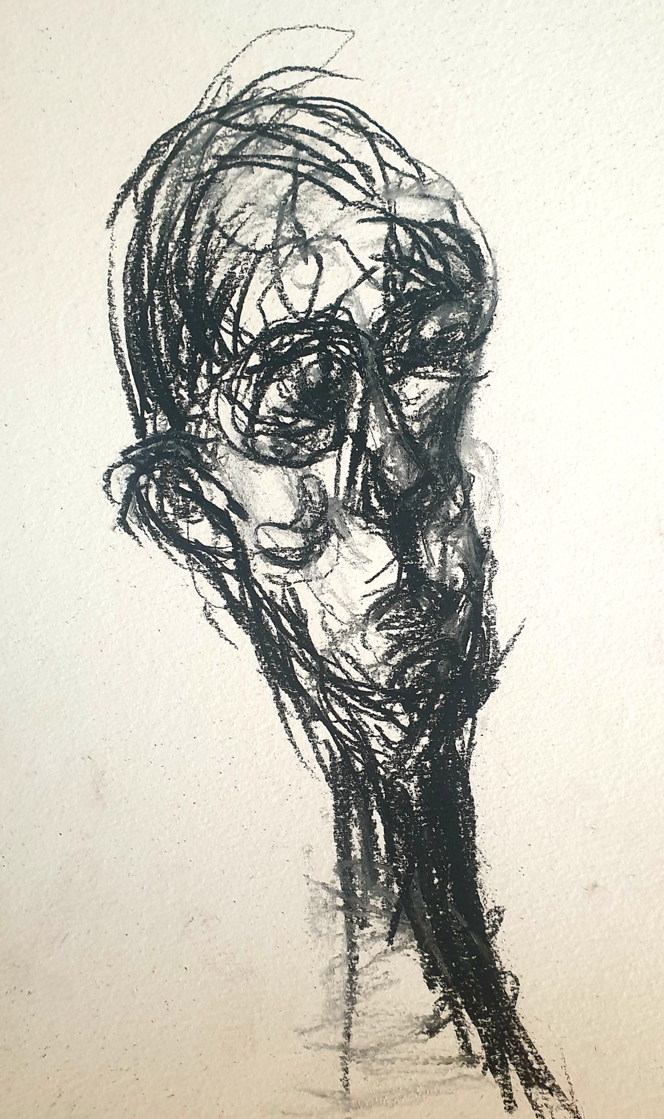 Dessin hommage à Giacometti Portrait expressionniste homme Jérôme Selosse Bruxelles