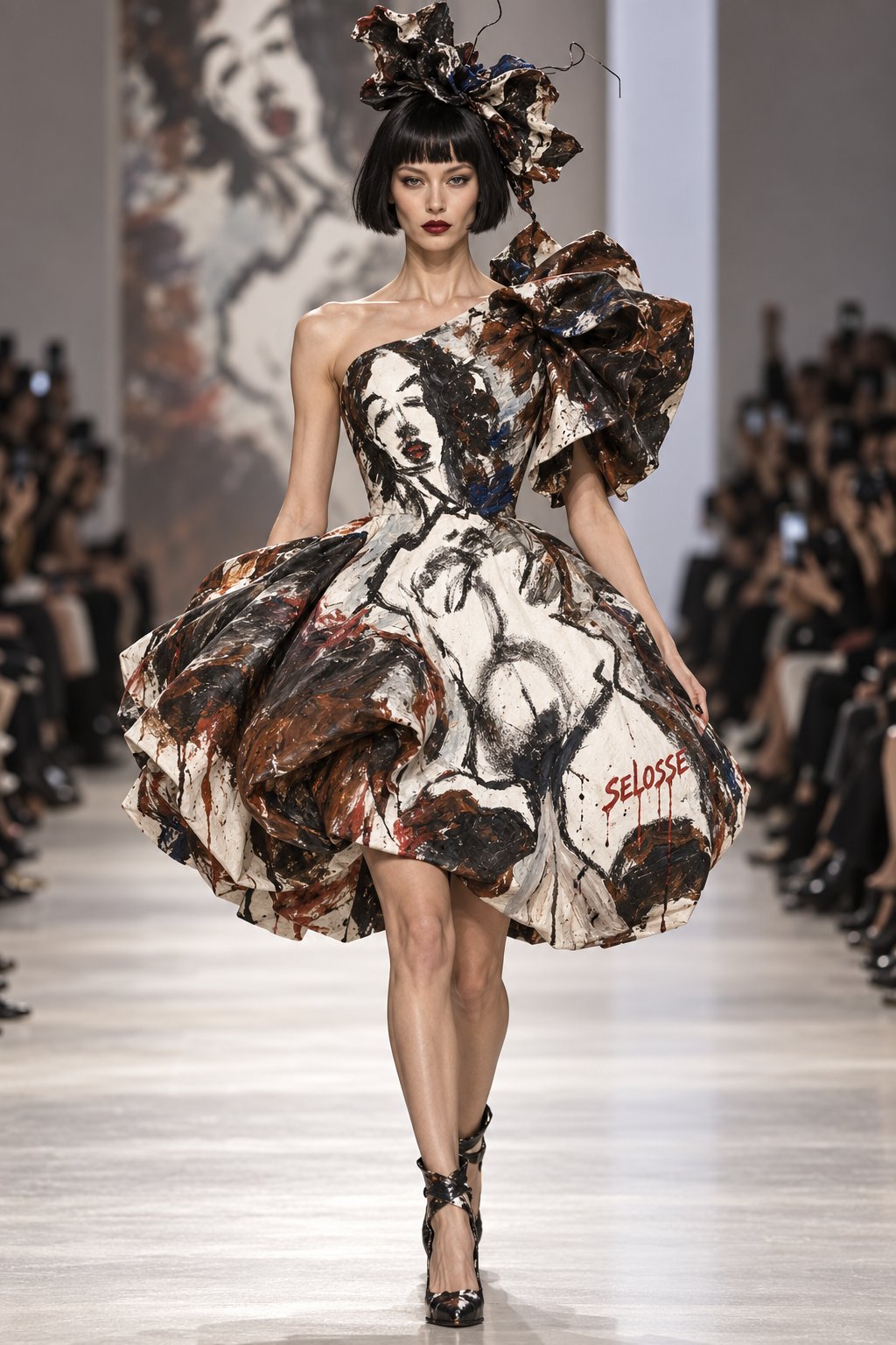 L’Égérie Mia Wallace – Robe Asymétrique Défilé Bruxelles - Brussels Share Its Art