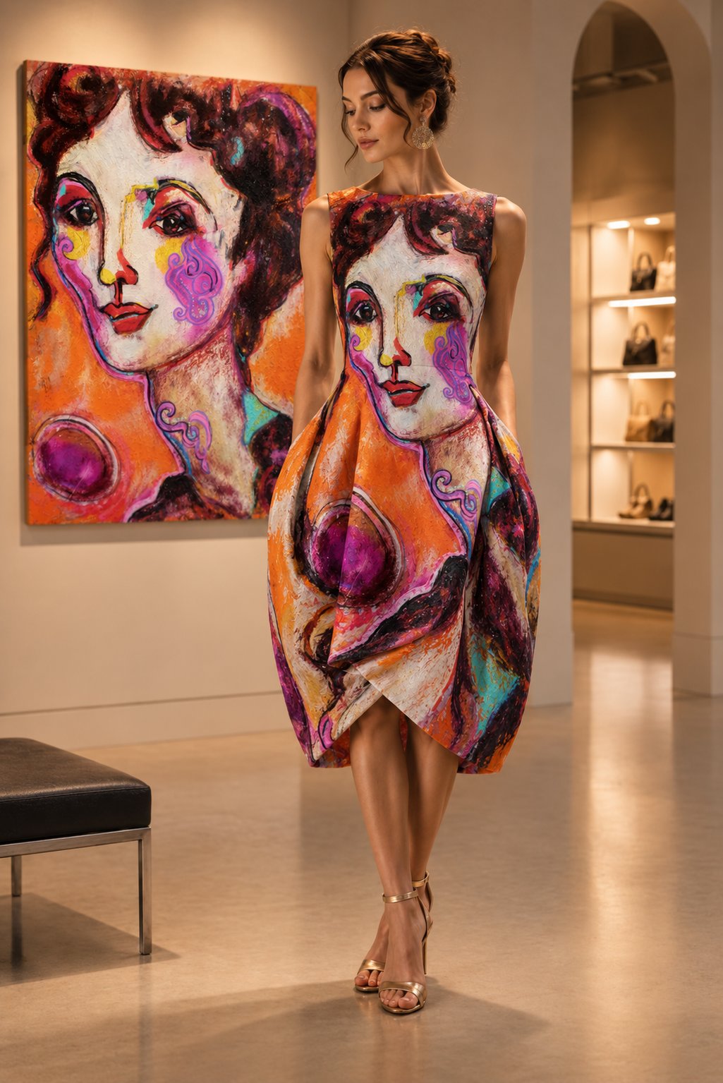 « Mata Hari » – Robe Sculpturale & Toile Originale | Brussels Share Its Art