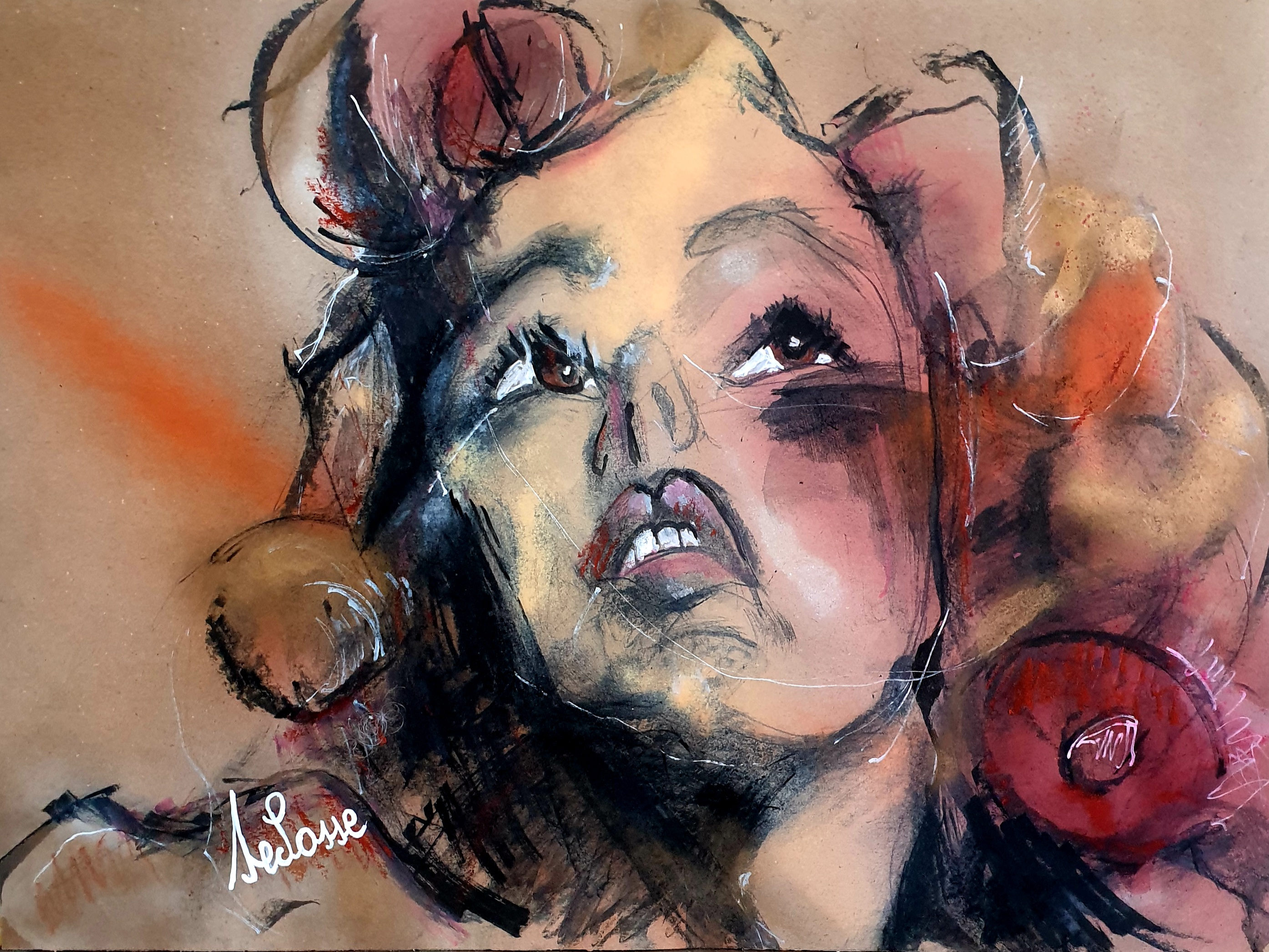 Portrait expressif aux fleurs noires - Jérôme Selosse
