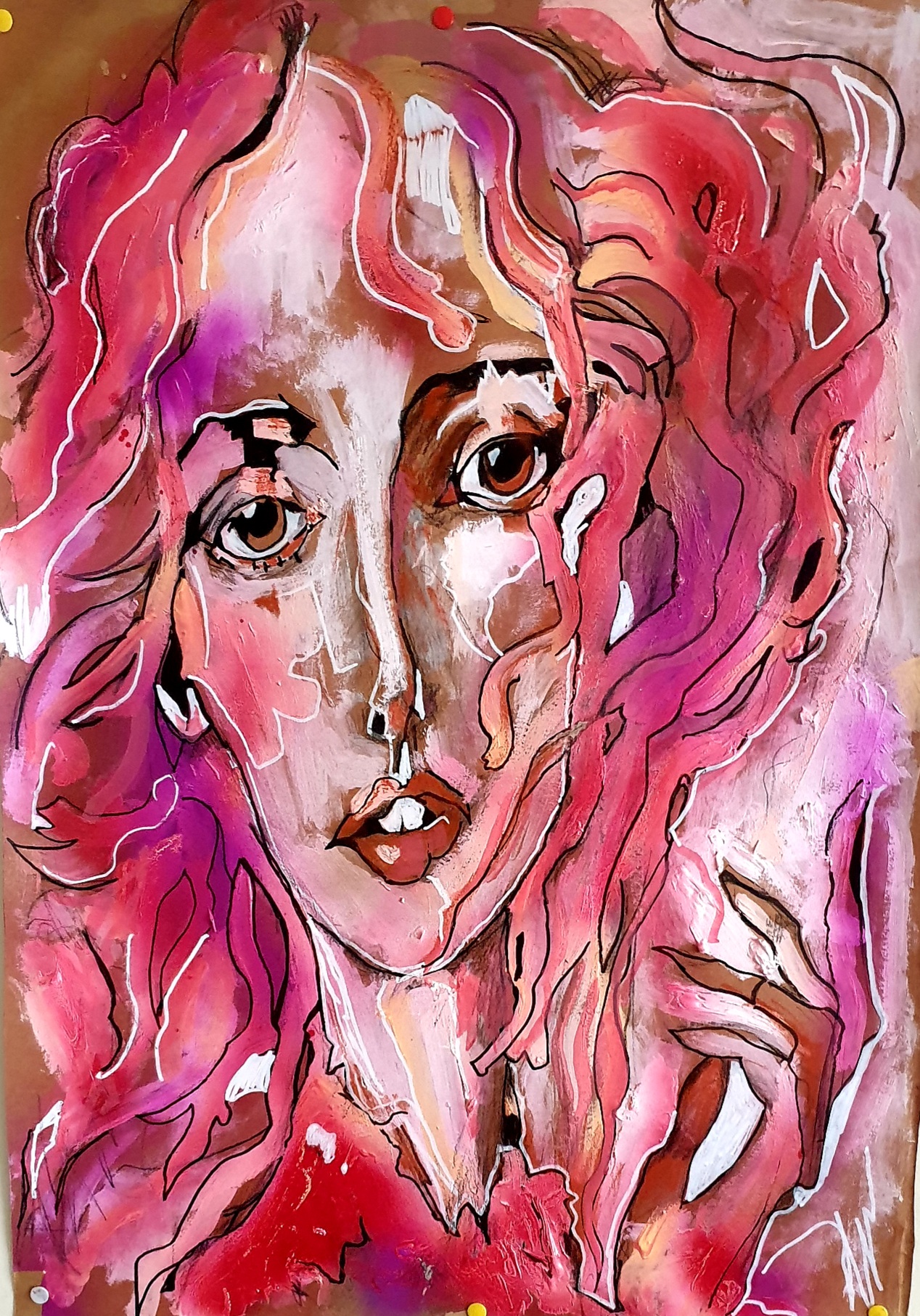 Portrait Expressionniste Janis Joplin Rose Vibrant Selosse