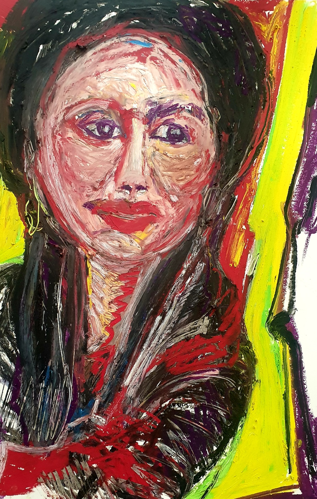 Portrait expressionniste Laura Jérôme Selosse. Artiste belge Bruxelllois.
