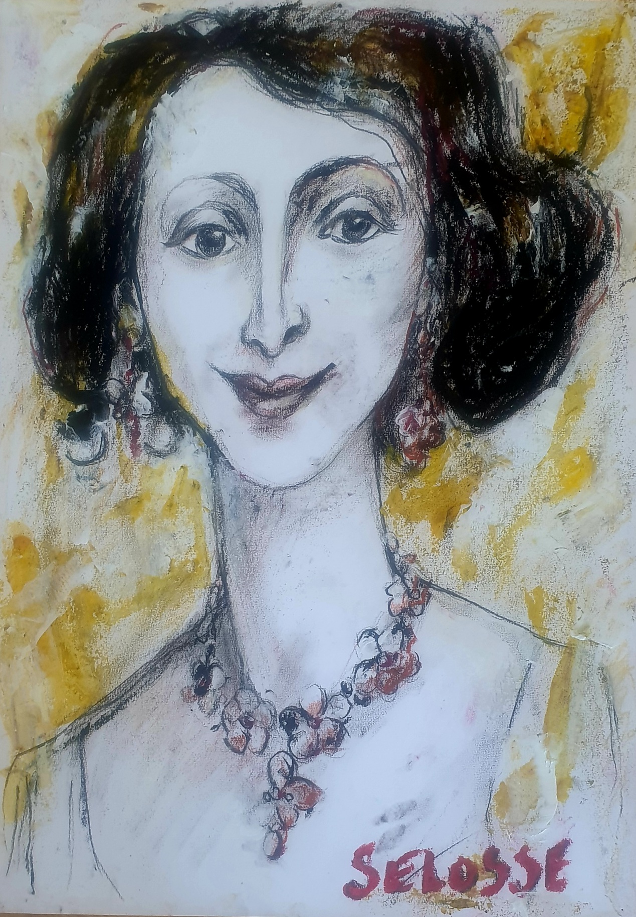 Portrait féminin collier Cartier Selosse