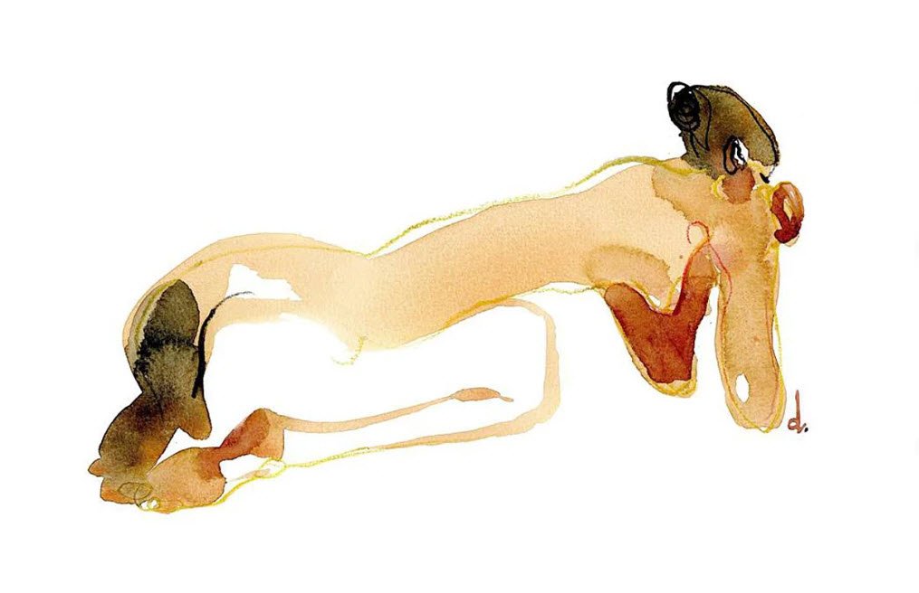 Étude de nu féminin contorsion - Serge Dehaes (croquis d'atelier bruxellois) — Serge Dehaes