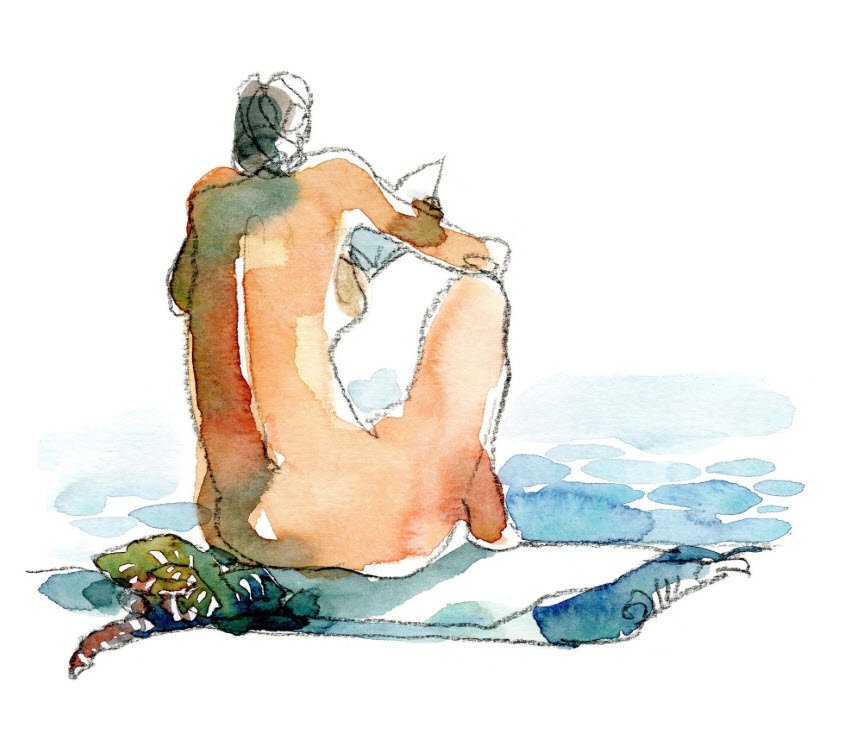 "Lecture au bord de la piscine" août 2026, par Serge Dehaes — Serge Dehaes