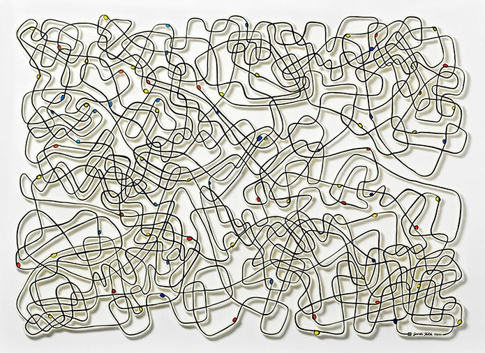 "Entrelacs" Composition Abstraite Gundi Falk — Lignes Entrelacées