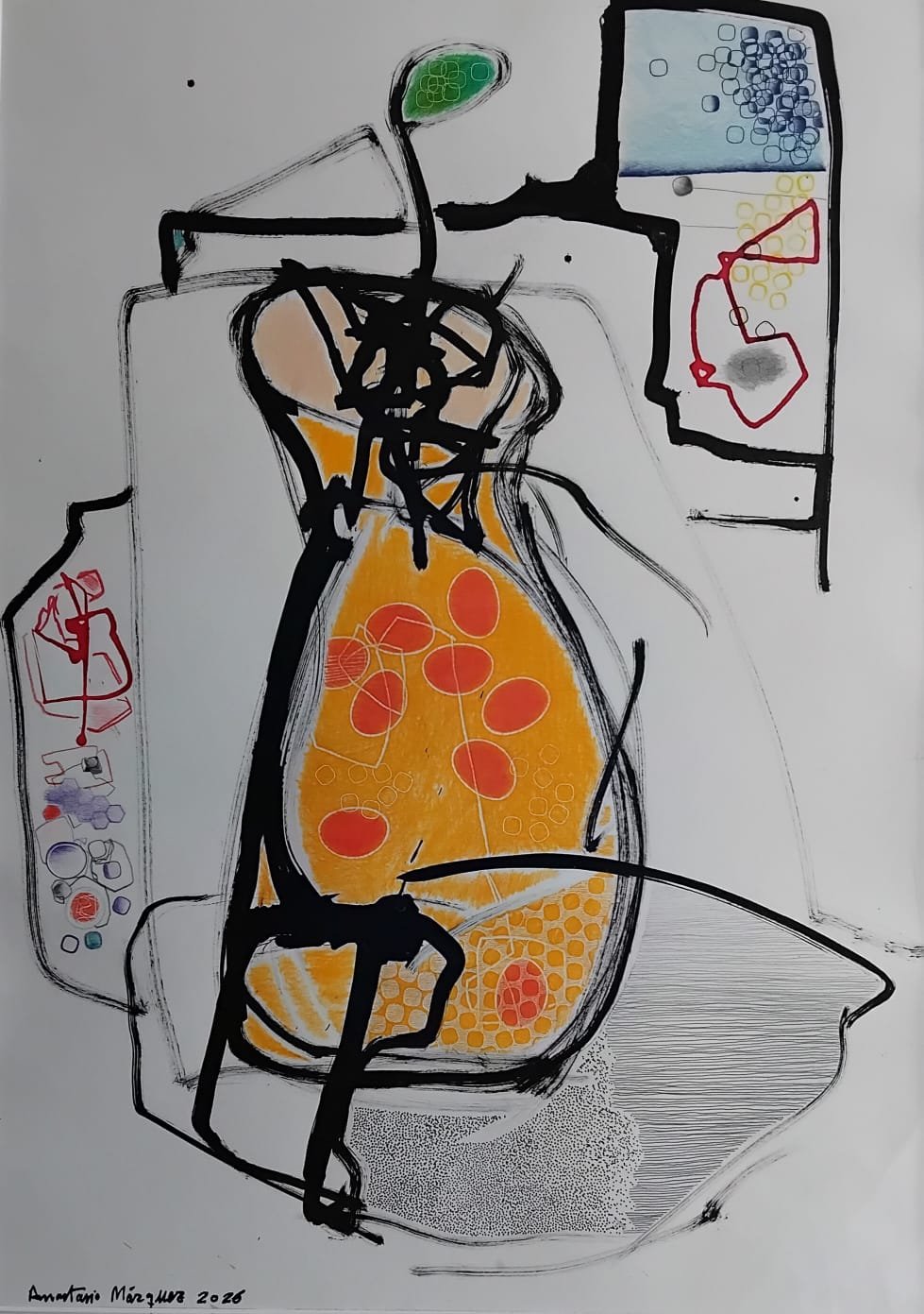 Vase orange à la tige verte — Anastasio Marquez