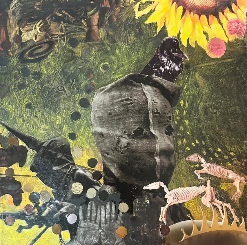 Sachiyo Honda - Black soudiers 30x30cm 2024 Artiste collagiste bruxelloise