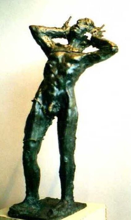 L'homme foudroyé Sculpture en bronze par Claude Hardenne - artiste sculpteur belge