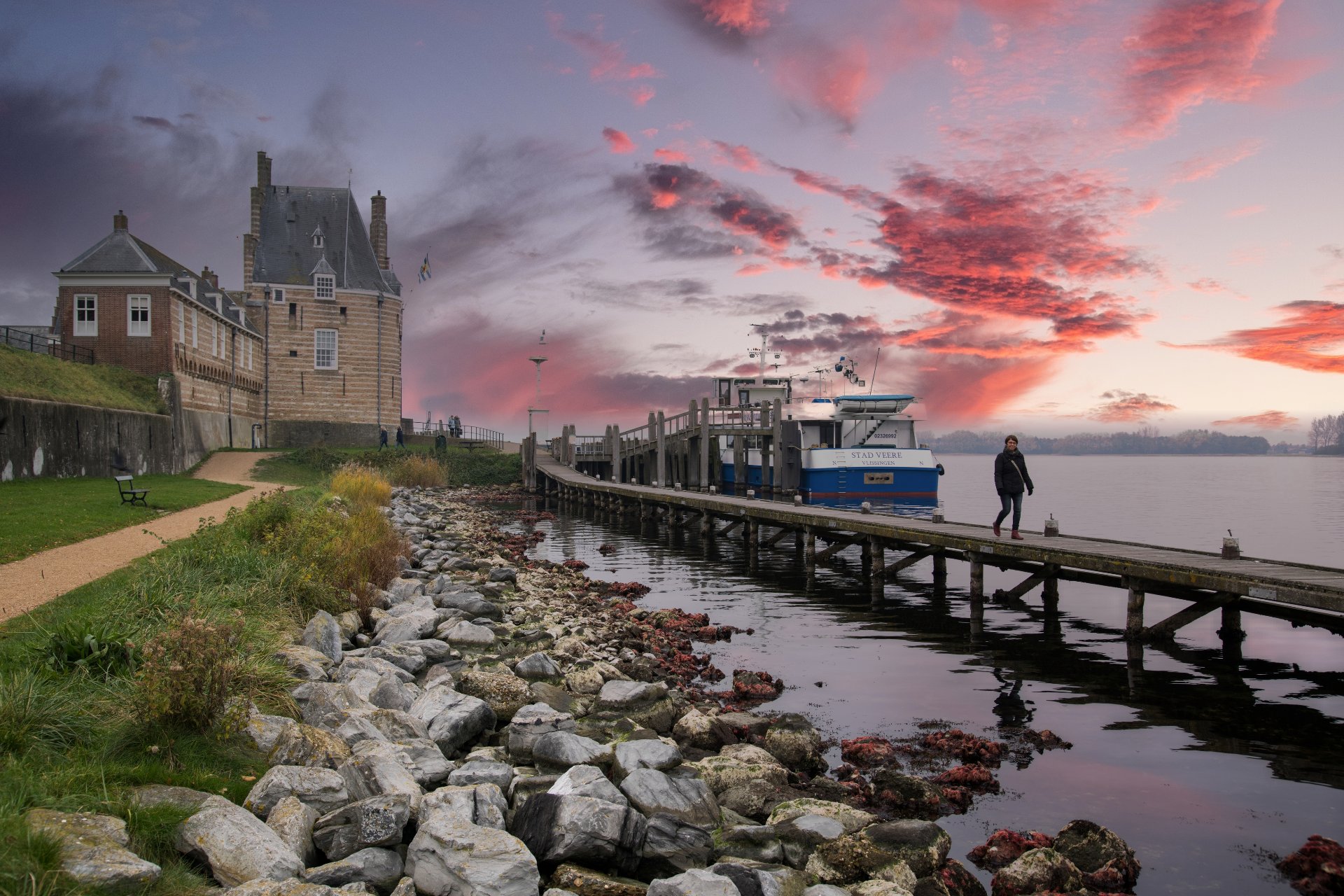 Coucher de soleil sur Port Zélande aux Pays-Bas, Marie Hélène Sigart