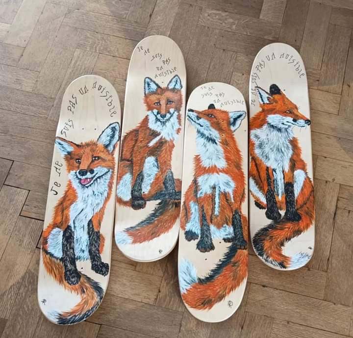 Renard, customisation planche de skate. — Rose de la Haye