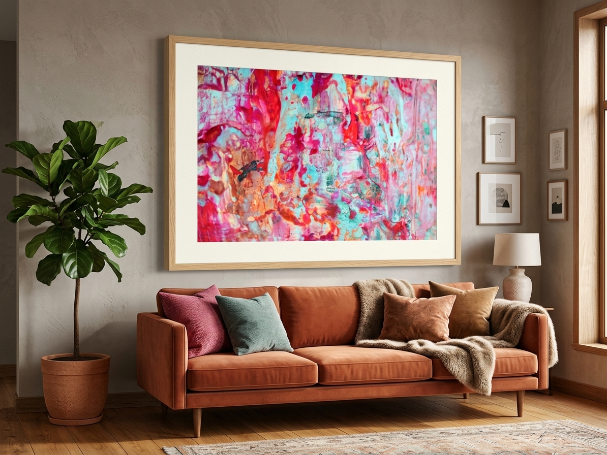 « Exploration chromatique » par l'artiste peintre Vanessa Seconde — mise en situation Salon Moderne — Vanessa Seconde, Namur, Belgique