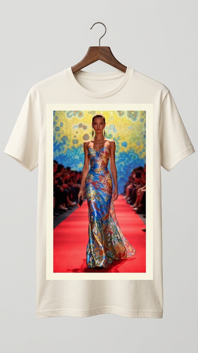 Photographie lors du défilé haute couture Boris Mestchersky - Peinture Art et Mode 2026 — mise en situation T-Shirt Premium — Boris Mestchersky, Huy, Belgique