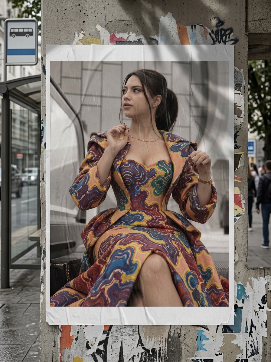Robe Corset Haute Couture – Boris Mestchersky | Art et Mode — mise en situation Affiche Urbaine — Boris Mestchersky, Huy, Belgique