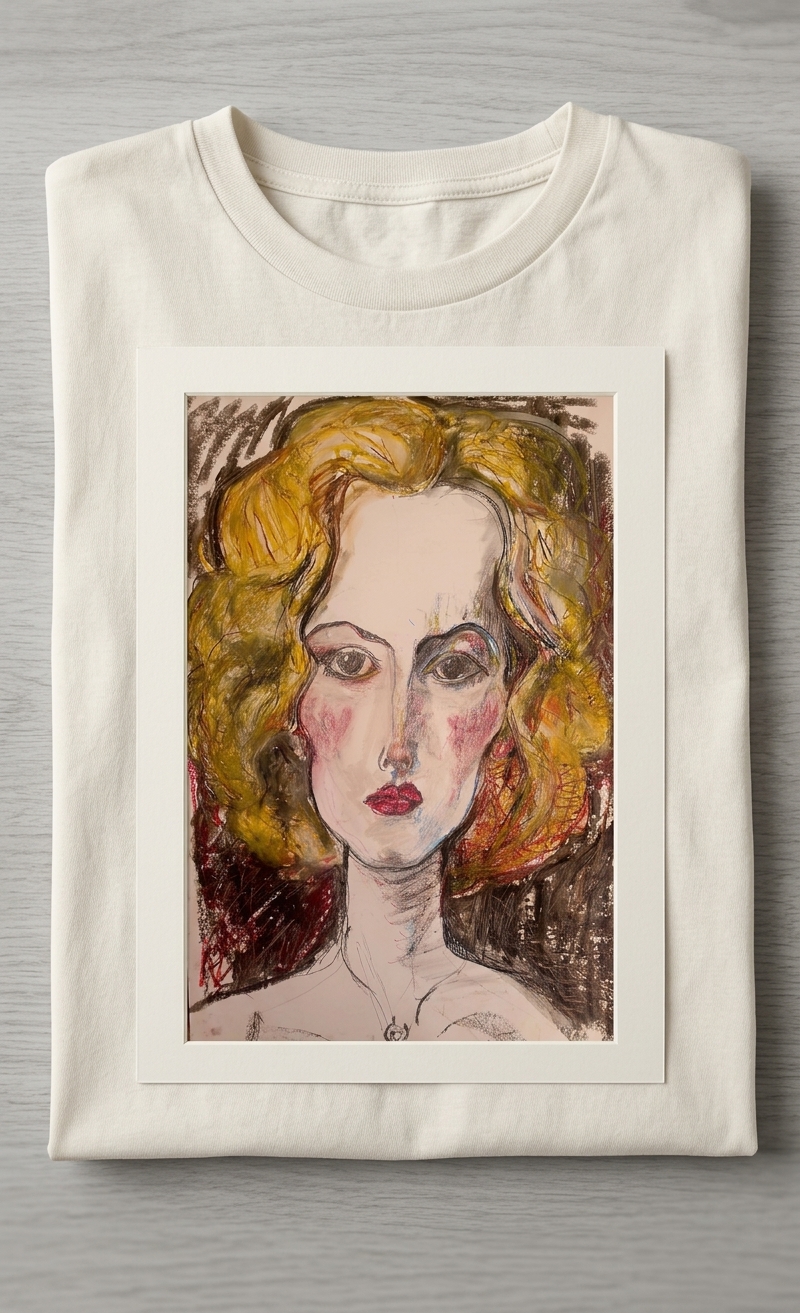 Portrait Expressif Samira - Jérôme Selosse. Artiste belge. — mise en situation T-Shirt Premium