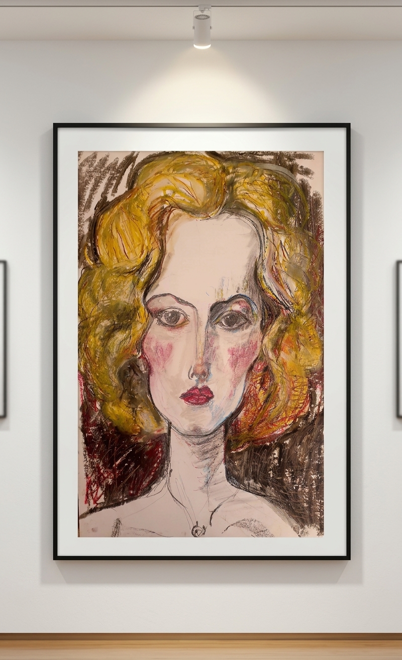 Portrait Expressif Samira - Jérôme Selosse. Artiste belge. — mise en situation Galerie d'Art