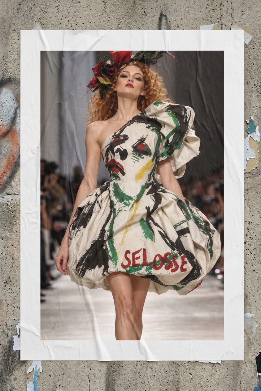 L'élégence expressionniste – Robe Haute Couture  | Selosse — mise en situation Affiche Urbaine — Jérôme Selosse, Bruxelles, Belgique