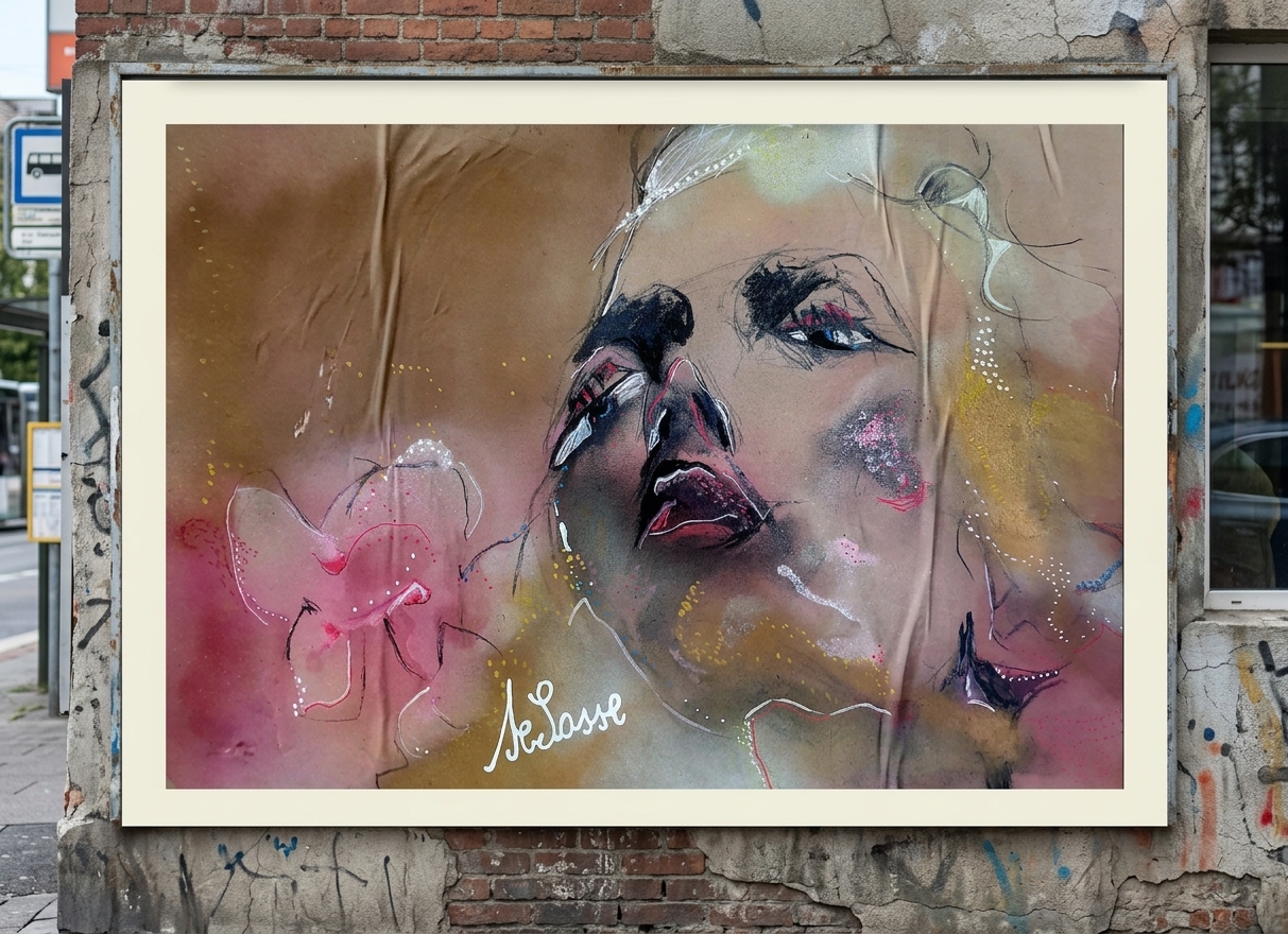 Vibration Portrait Expressionniste Falling Into Time Parov Stelar - Selosse 2026 — mise en situation Affiche Urbaine — Jérôme Selosse, Bruxelles