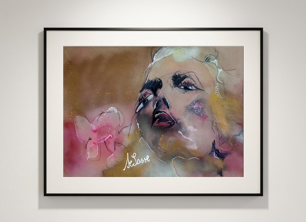Vibration Portrait Expressionniste Falling Into Time Parov Stelar - Selosse 2026 — mise en situation Galerie d'Art — Jérôme Selosse, Bruxelles
