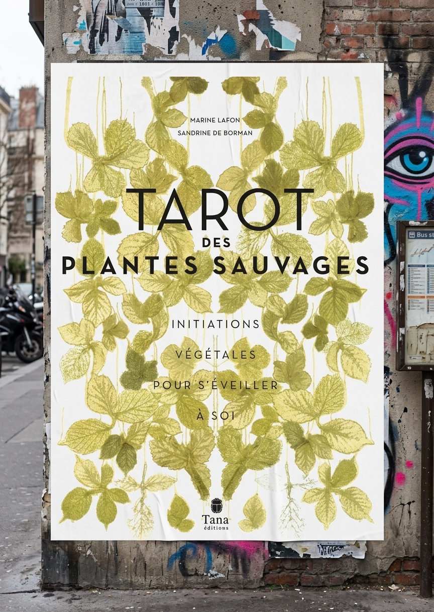 Tarot des Plantes Sauvages par Sandrine de Borman et Marine Lafon - tarot végétal — mise en situation Affiche Urbaine — Sandrine de Borman, Brabant Wallon, Belgique