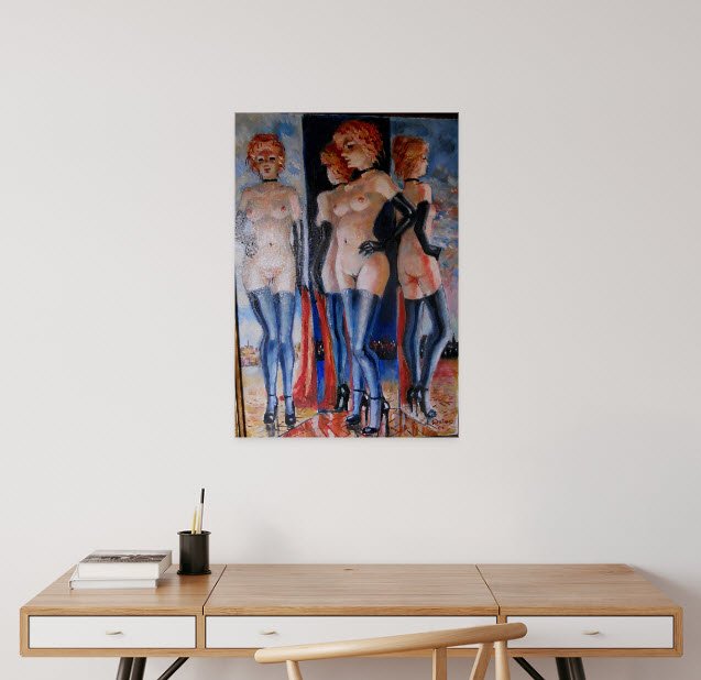 "Les heures du jour" peinture à l'huile de Claude Hardenne — mise en situation Importé — Claude Hardenne, Namur, Belgique