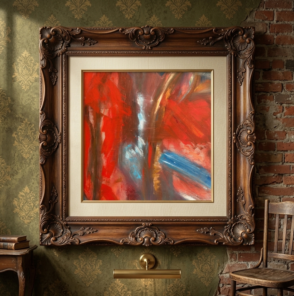 Peinture Abstraite rouge - Sacha Valsamides — mise en situation Intérieur Vintage — Sacha Valsamides, Bruxelles