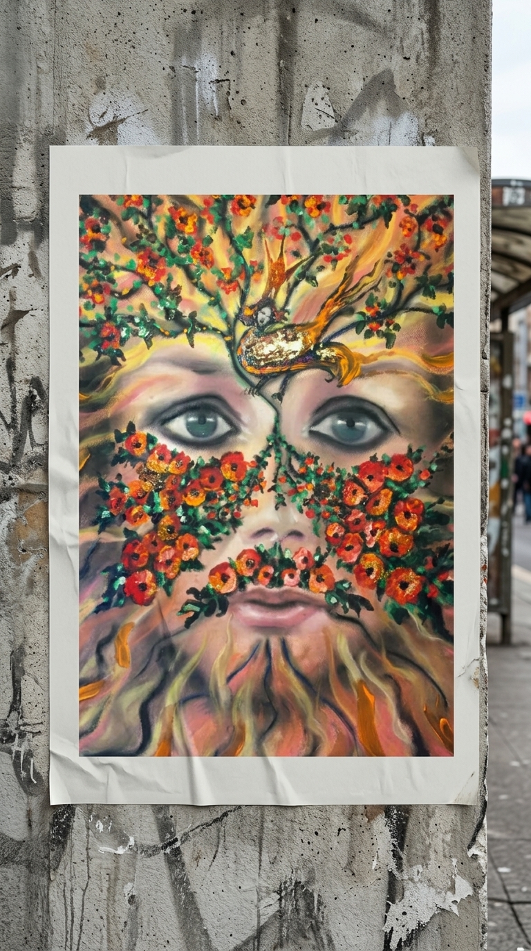Jeu inconscient - un visage de l'âme de Olena Rabitcheva. — mise en situation Affiche Urbaine — Olena Rabitcheva, Belgique