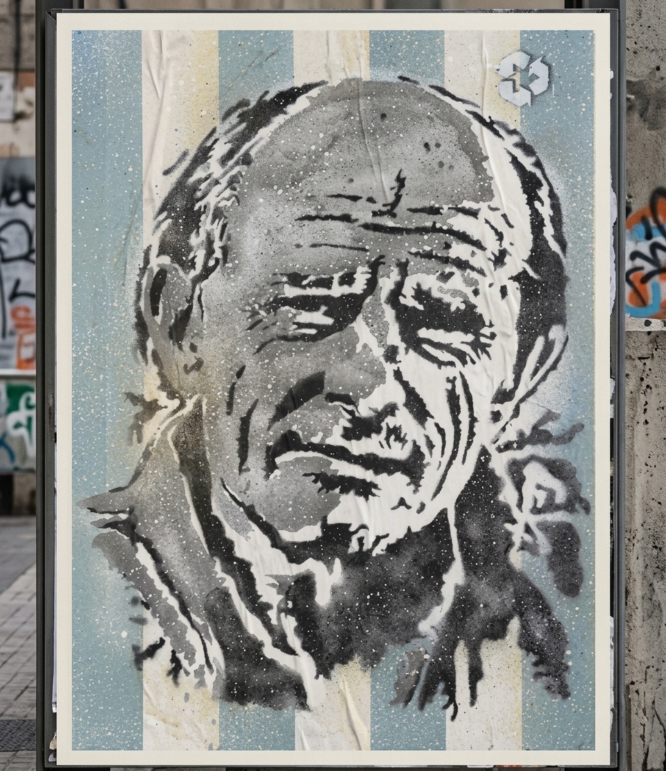 Portrait urbain "Jean-Louis Etienne" par Damien-Paul Gal - Artiste bruxellois — mise en situation Affiche Urbaine — Damien-Paul Gal, Bruxelles, Belgique
