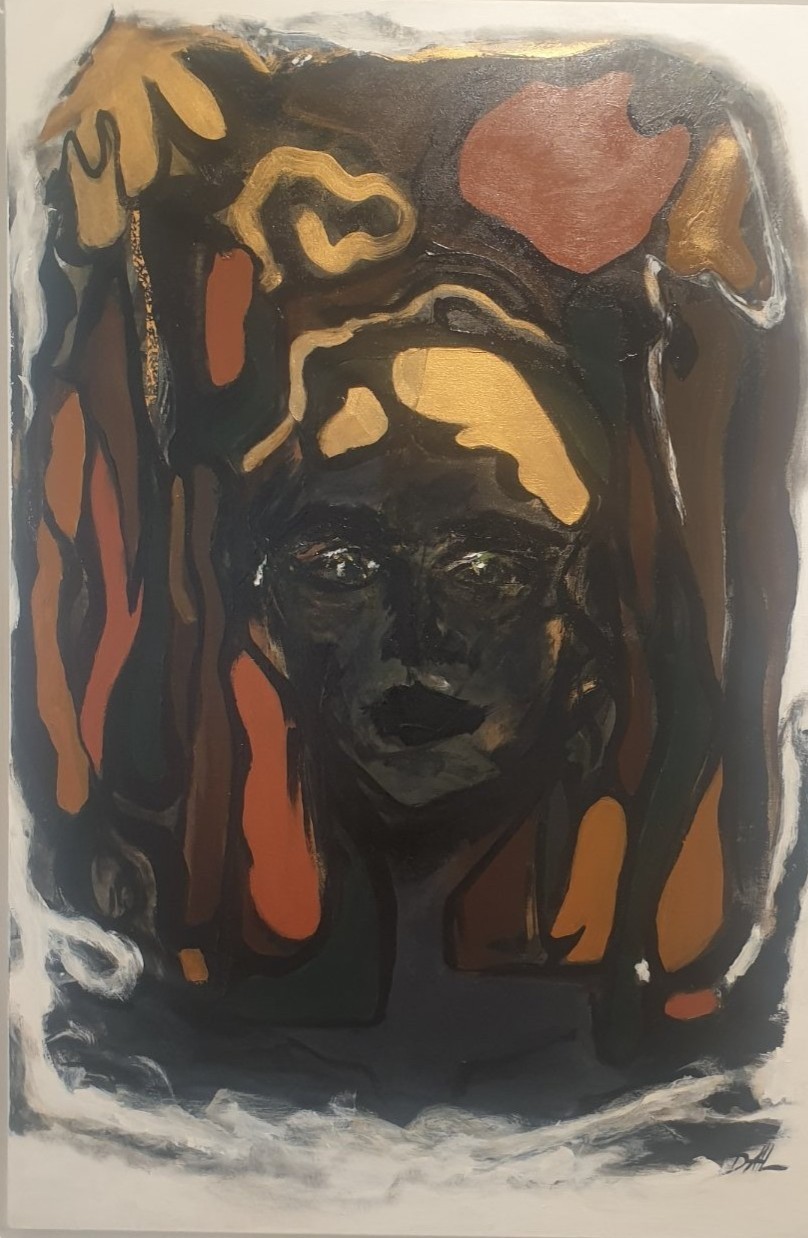 Photographie — Sylviane Gaussin et Dalya Mesulam - Expo peinture et sculpture à la galerie Bruno Matthys Gallery (Woluwe), Woluwe-Saint-Pierre

Tableau expressionniste de l'artiste peintre Dalya Mesulam, mettant en scène un visage sombre et mystérieux encadré de chevelures mouvantes aux tonalités ocre, terre de Sienne et touches dorées. Une œuvre envoûtante qui sonde l'intériorité et les contrastes de lumière, photographiée par Jérôme Selosse lors de l'exposition duo avec la sculptrice Sylviane Gaussin à la galerie Bruno Matthys Gallery à Woluwe-Saint-Pierre (Bruxelles).
Découvrir l'univers de Dalya Mesulam : https://www.instagram.com/simplydalya/
Galerie Bruno Matthys : https://brunomatthys.art/artist/sylviane-gaussin/
Détails de l'exposition : https://dropmuse.art/evenement/sylviane-gaussin-et-dalya-mesulam-expo-peinture-et-sculpture-a-la-galerie-bruno-matthys-gallery-wolu
Site de Sylviane Gaussin : https://www.sylviane-gaussin.be/WP2/