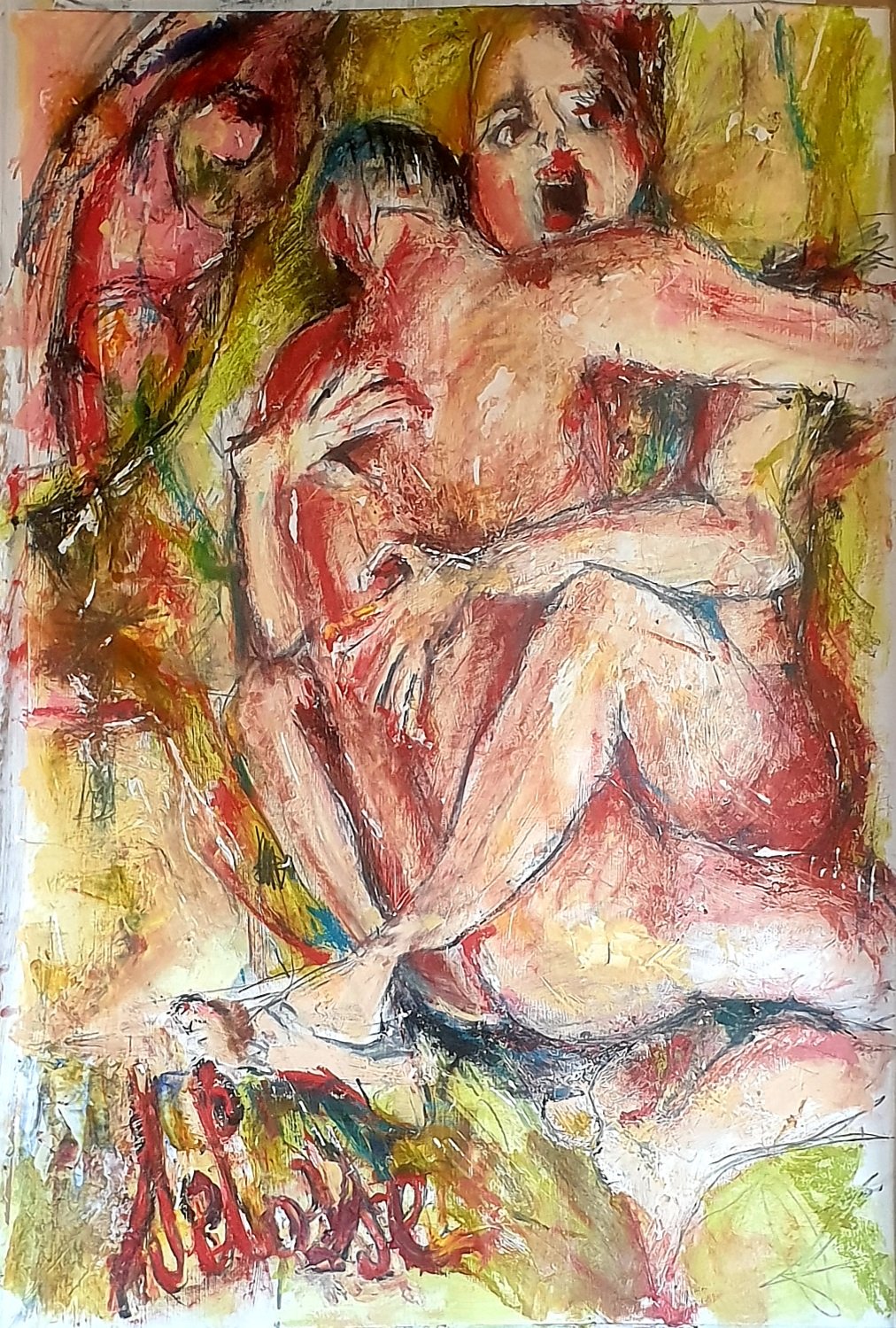 Deux corps enlacés et un visage qui crie, pastel rouge et jaune de Jérôme Selosse.

Deux corps enlacés, rouges et chair, dans un tumulte de jaunes et de verts ; le visage de la femme s'ouvre sur un cri. Désir et douleur se mêlent dans un même geste, tracé à vif.

À voir le dimanche 8 novembre 2026, de 10h à 17h, chez SELOSSE ART, 22 avenue Armand Huysmans, 1050 Ixelles — journée « Nietzsche vs Selosse » du Parcours d'Artistes d'Ixelles. Entrée libre.

🎨 Jérôme Selosse sur DROPMUSE : https://dropmuse.art/artiste/jerome-selosse-artiste-numerique-dessinateur-bruxelles
🌐 Son site : https://www.selosse.art
📍 Parcours d'Artistes d'Ixelles 2026 : https://dropmuse.art/evenement/parcours-dartistes-dixelles-2026-ateliers-ouverts-creation-locale-ixelles-ixelles-bruxelles