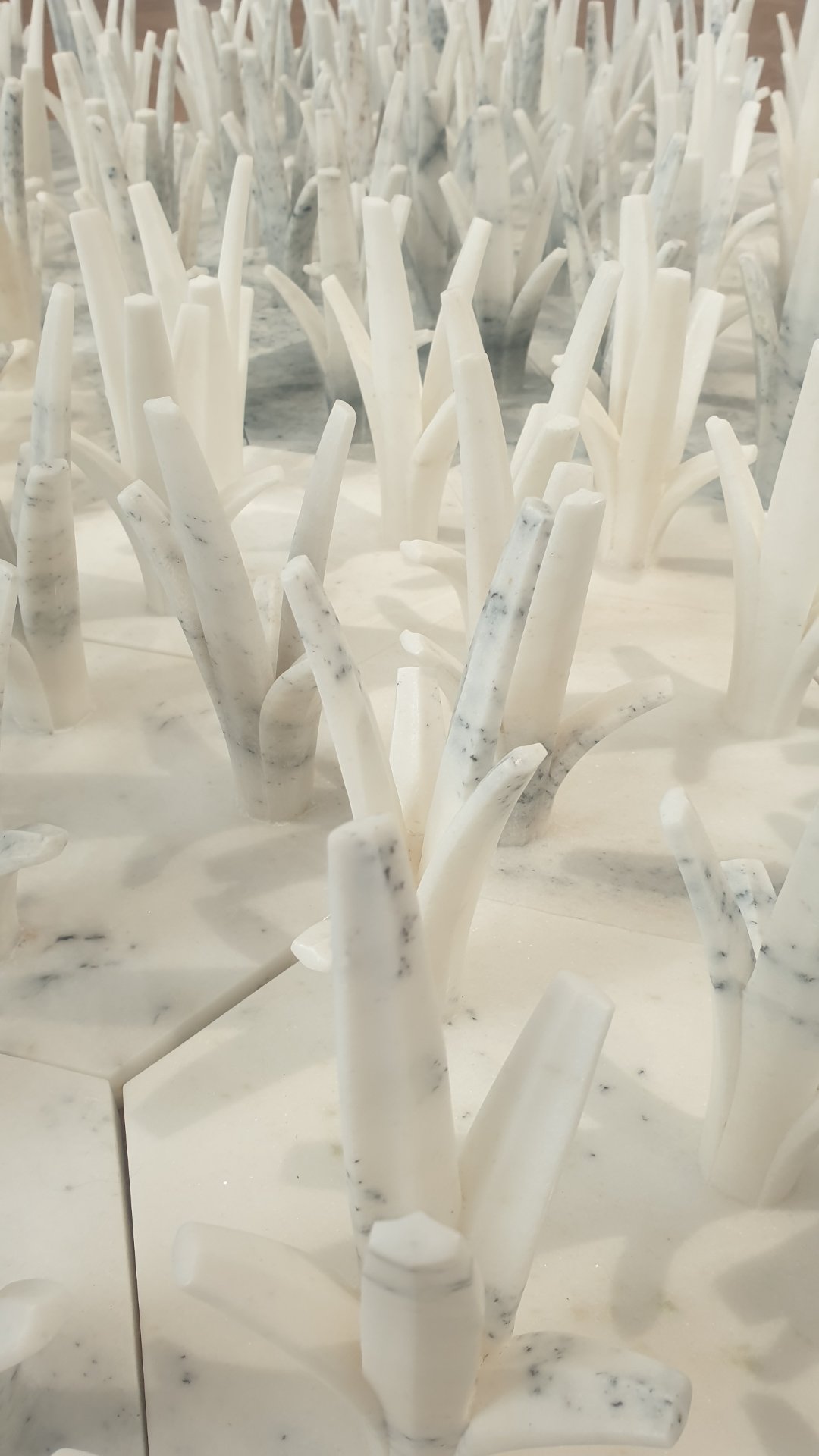 Gros plan sur la méticulosité de l’installation en marbre blanc sculpté figurant des brins d'herbe qui jaillissent du sol. Chez Ai Weiwei, l'herbe (Grass) incarne le peuple ordinaire, sa fragilité apparente face au pouvoir mais surtout son indestructible résilience. Pour le peintre expressionniste Jérôme Selosse ( https://dropmuse.art/artiste/jerome-selosse-artiste-numerique-dessinateur-bruxelles ), cette tension entre la noblesse froide du marbre et la vitalité organique est une source inépuisable d'inspiration plastique. Une réflexion partagée au fil des salles de la Patrick Derom Gallery aux côtés de Txema Muñoz ( https://texemamunoz.art / https://dropmuse.art/artiste/txema-munoz ), à retrouver sur https://www.dropmuse.art

Photographie — Exposition Ai Weiwei - 'The Art of Defiance' - Patrick Derom Gallery Bruxelles
