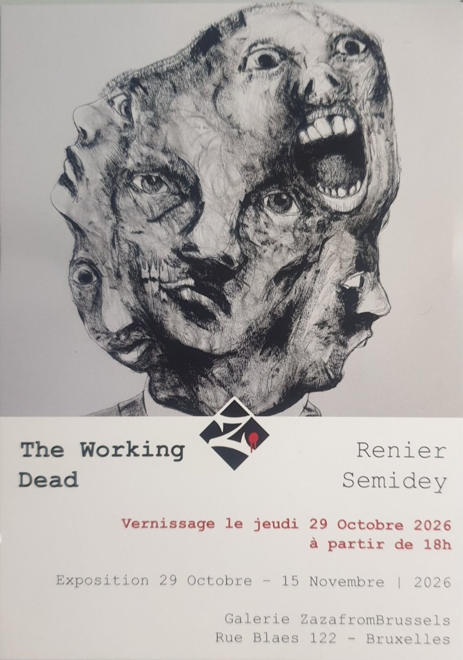 Toujours dans le cadre de mon reportage consacré à la galerie Zaza from Brussels, voici un avant-goût de leur prochaine programmation ! Mon coup de cœur pour cette galerie d'art contemporain bruxelloise se confirme avec l'annonce de leur future exposition : "The Working Dead" par l'artiste Renier Semidey. L'affiche, avec son impressionnant portrait aux multiples visages, promet un univers graphique saisissant, intense et résolument contemporain. Rendez-vous le jeudi 29 octobre 2026 à partir de 18h rue Blaes pour le vernissage ! Une nouvelle belle occasion de soutenir la scène artistique locale à Bruxelles.
Voir les liens utiles en bas de la description.

Pour participer au vernissage et soutenir l'art local :
Toutes les infos sur l'événement "The Working Dead" : https://dropmuse.art/evenement/the-working-dead-renier-semidey-zazafrombrussels-bruxelles-a9c827
Découvrez l'univers de l'artiste Renier Semidey sur Instagram : https://www.instagram.com/renier_del_mediodia/
La fiche acteur culturel de la galerie Zaza from Brussels : https://dropmuse.art/acteur-culturel/zazafrombrussels
Suivre la galerie sur Instagram : https://www.instagram.com/zazafrombrussels/
Retrouvez toute l'actualité culturelle sur Dropmuse : https://dropmuse.art/

Photographie — Exposition "FIAT LUX!" - Plongée dans le Multivers de l'artiste Zariel au Zaza from Brussels - Bruxelles, ZazafromBrussels