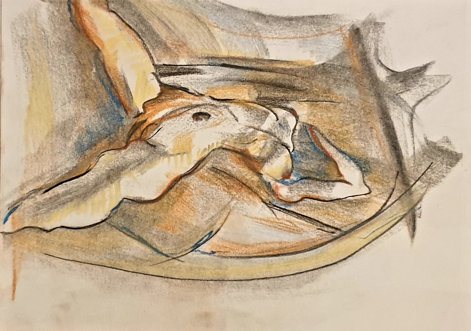 Nu étendu, bras tendu au-dessus de la tête, pastel ocre, bleu et gris de Jérôme Selosse.

Bras tendu au-dessus de la tête, le corps s'étend dans une sorte de berceau de lignes courbes. Ocre, bleu et gris se mêlent en touches légères ; le dessin, ouvert, laisse de larges zones de papier visibles.

À voir le vendredi 6 novembre 2026, de 18h à 22h, chez SELOSSE ART, 22 avenue Armand Huysmans, 1050 Ixelles — journée « Modigliani vs Selosse » du Parcours d'Artistes d'Ixelles. Entrée libre.

🎨 Jérôme Selosse sur DROPMUSE : https://dropmuse.art/artiste/jerome-selosse-artiste-numerique-dessinateur-bruxelles
🌐 Son site : https://www.selosse.art
📍 Parcours d'Artistes d'Ixelles 2026 : https://dropmuse.art/evenement/parcours-dartistes-dixelles-2026-ateliers-ouverts-creation-locale-ixelles-ixelles-bruxelles