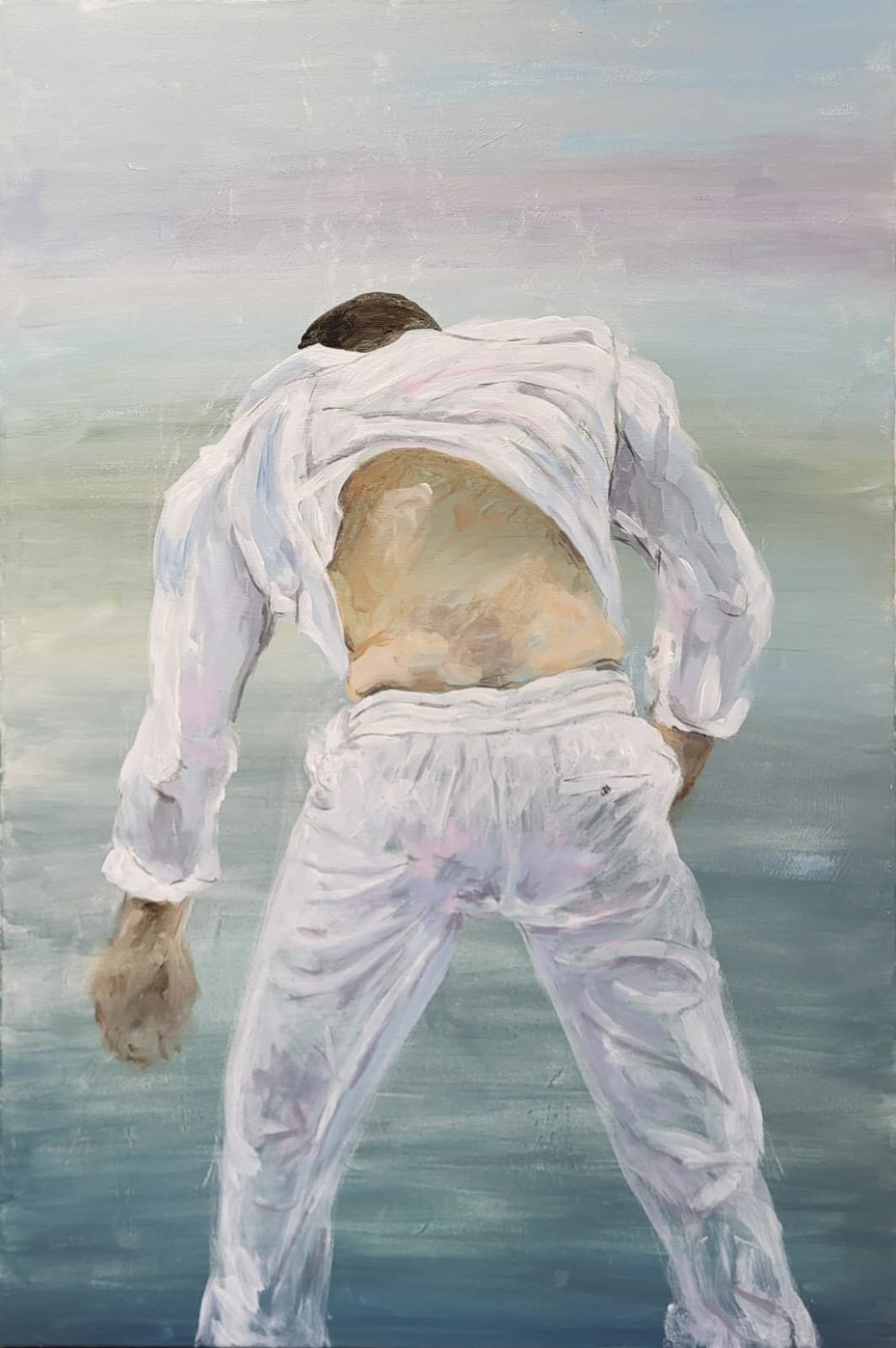 Toile figurative signée Sylviane Gaussin représentant un homme en suspension dans l’eau, vu de dos dans une posture d'abandon et de fluidité. Présentée lors de l'exposition duo peinture et sculpture avec Dalya Mesulam à la galerie d'art contemporain Bruno Matthys Gallery à Woluwe-Saint-Pierre (Bruxelles). Une œuvre où la texture picturale capte la lumière et le mouvement aquatique.
Site officiel de l'artiste Sylviane Gaussin : https://www.sylviane-gaussin.be/WP2/
Galerie Bruno Matthys : https://brunomatthys.art/artist/sylviane-gaussin/
Événement complet : https://dropmuse.art/evenement/sylviane-gaussin-et-dalya-mesulam-expo-peinture-et-sculpture-a-la-galerie-bruno-matthys-gallery-wolu

Photographie — Sylviane Gaussin et Dalya Mesulam - Expo peinture et sculpture à la galerie Bruno Matthys Gallery (Woluwe), Woluwe-Saint-Pierre