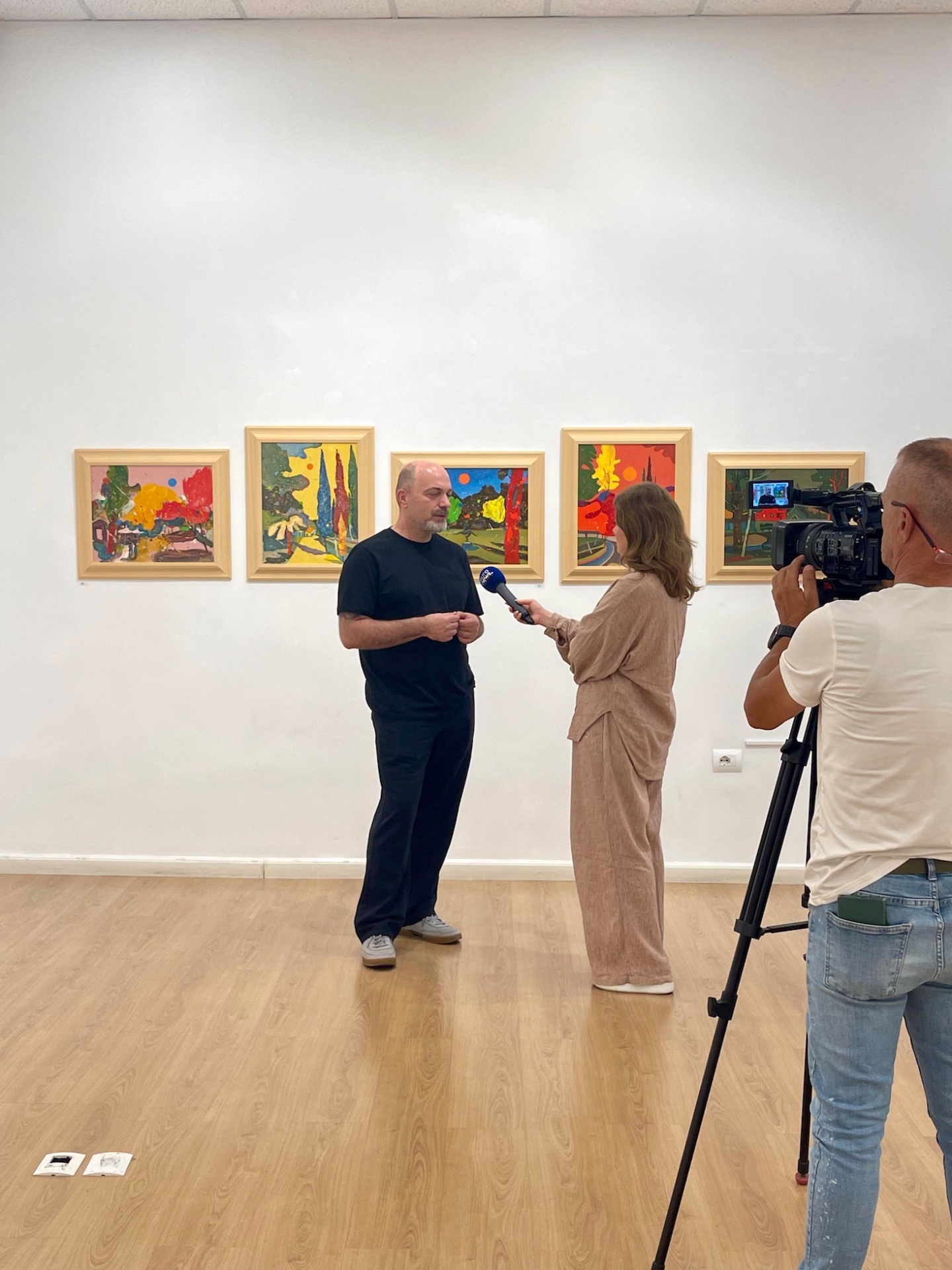 Reportage photo de Dastid Miluka : interview en galerie devant œuvres colorées — Dastid Miluka