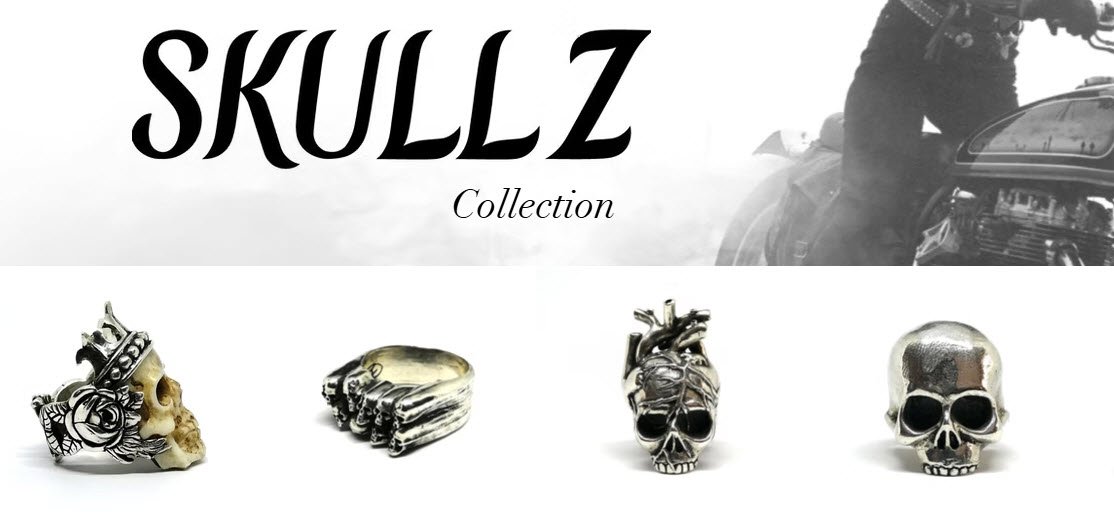 Collection SKULLZ par Tegan Pick : bijoux en argent et bronze aux motifs de crâne — Tegan Pick