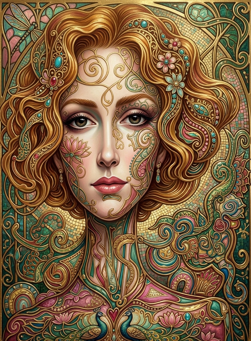 Iris dorée aux murmures art nouveau