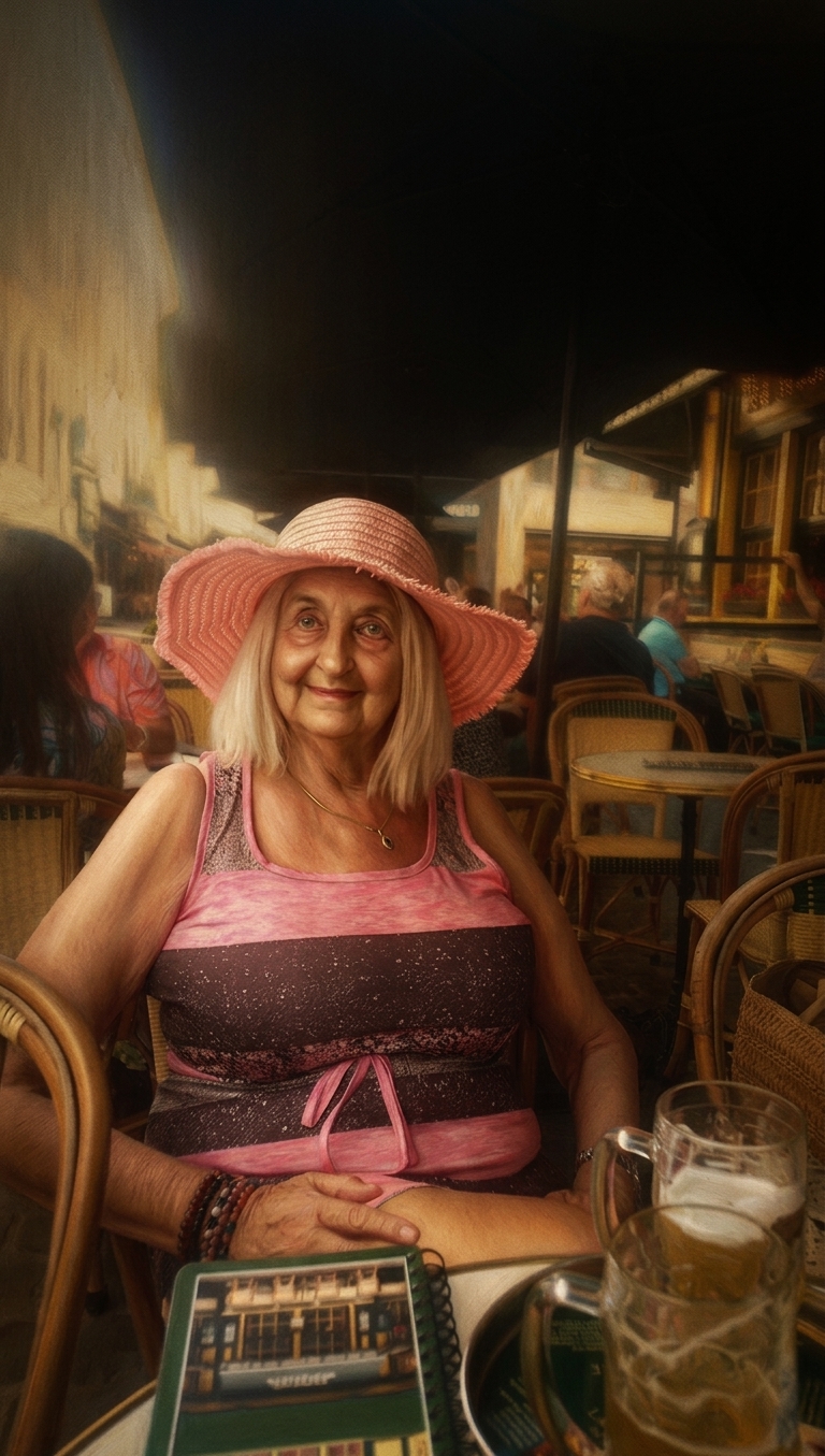 Dame en rose sous le soir vénitien