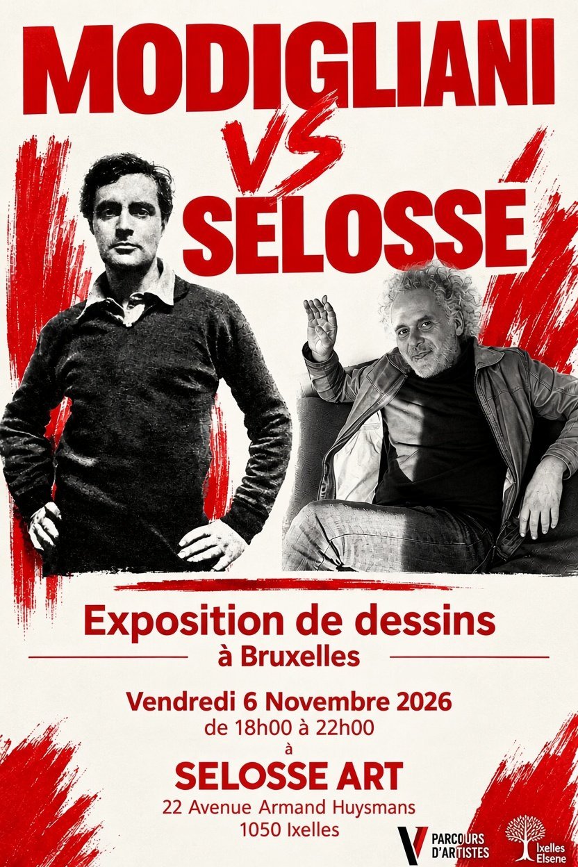 Modigliani vs Selosse — exposition de dessins à Ixelles, Parcours d'Artistes 2026