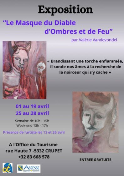 Exposition de Valérie Vandevondel - Le Masque du Diable d'Ombres et de Feu - Office du tourisme de Crupet