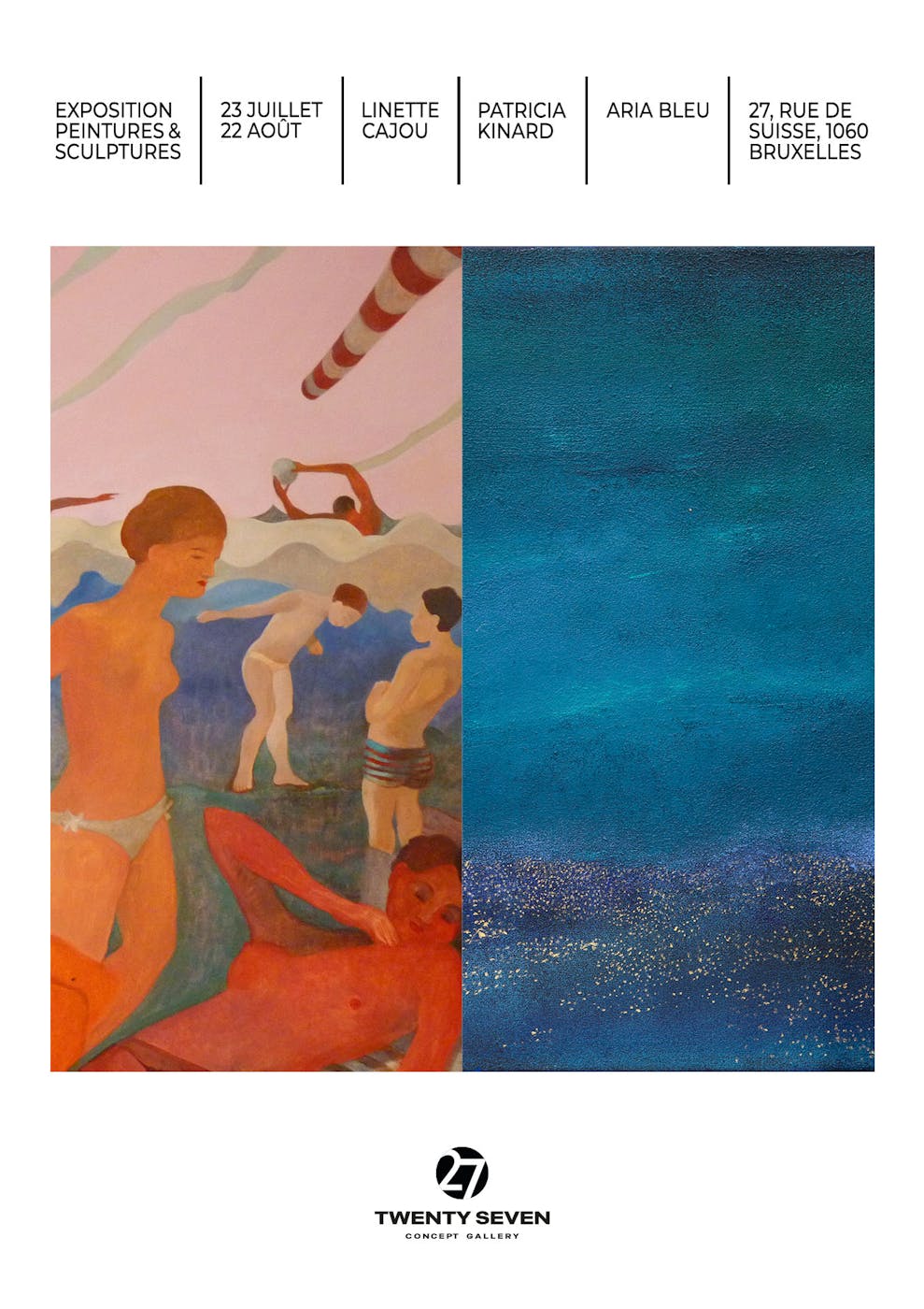 Exposition "Aria Bleu", solo exhibition by Patricia Kinard, featuring Linette Cajou - Saint-Gilles - Bruxelles