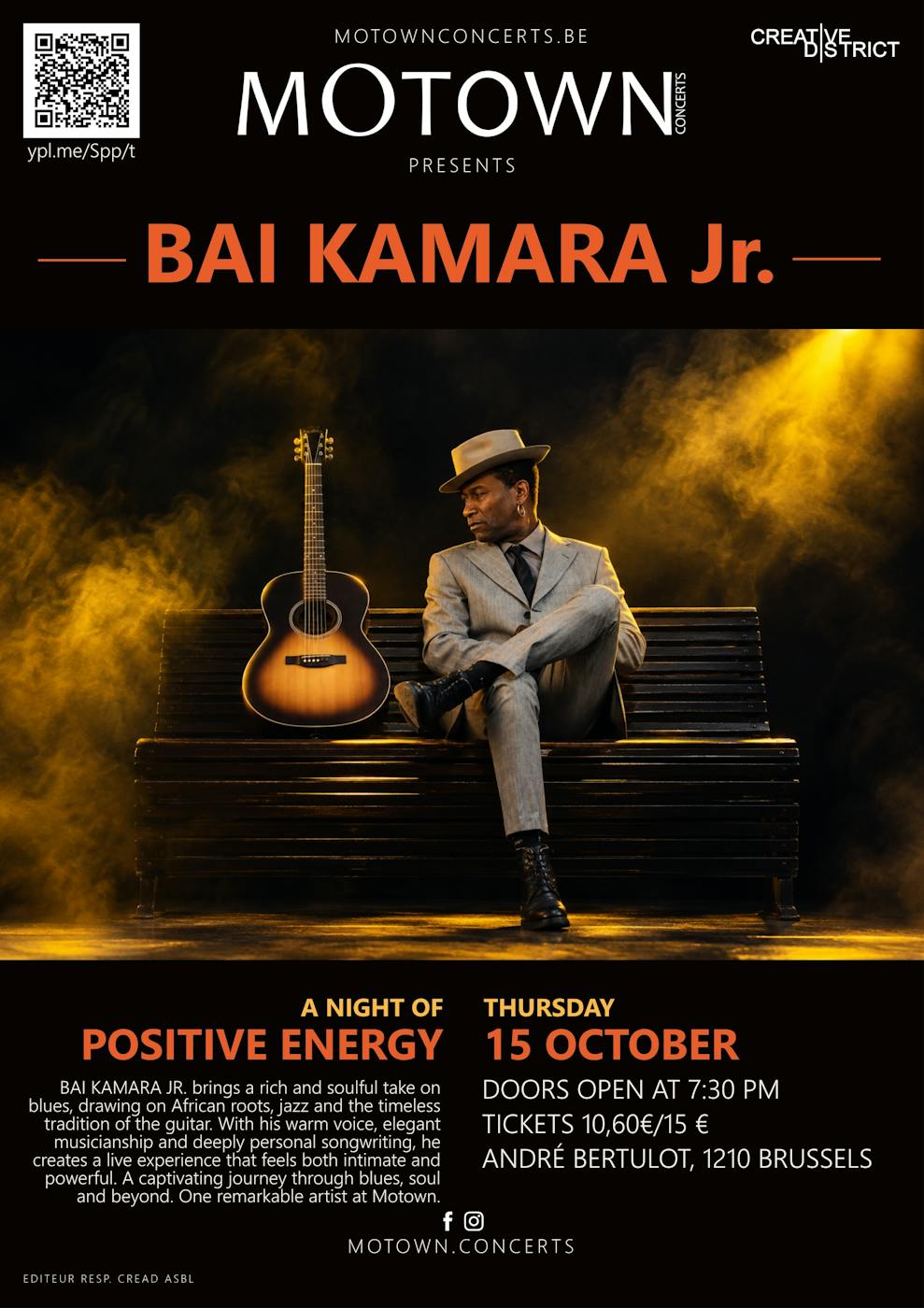 Concert Bai Kamara Jr. (solo) - Auteur compositeur interprète sierra-léonais Belge - Saint-Josse-ten-Noode - Bruxelles