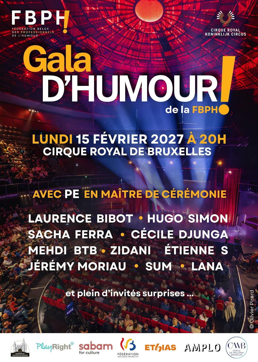 Théâtre GALA D'HUMOUR 2027 - Cirque Royal - Bruxelles