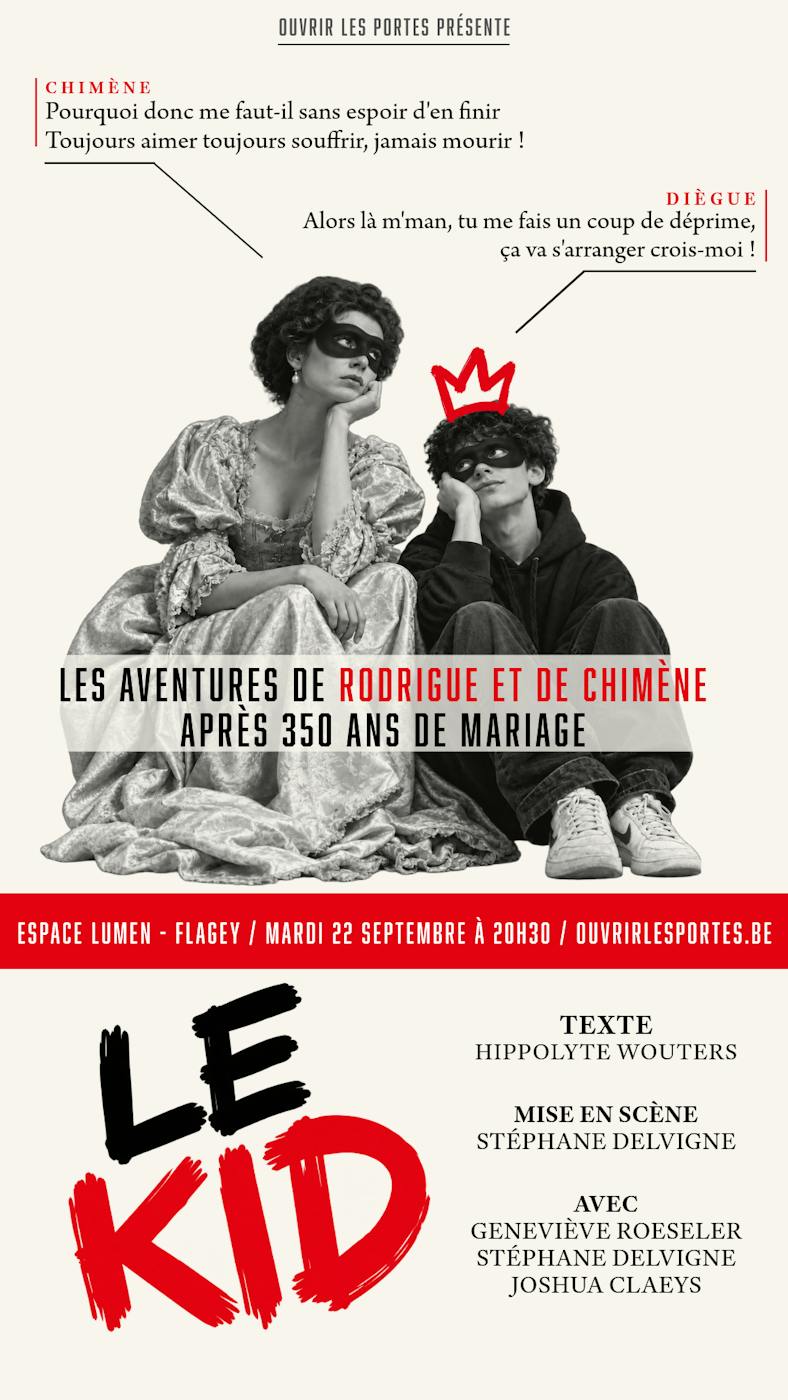 Théâtre Le Kid de Hippolyte Wouters - relecture de Corneille à l'Espace Lumen Ixelles - Ixelles - Bruxelles