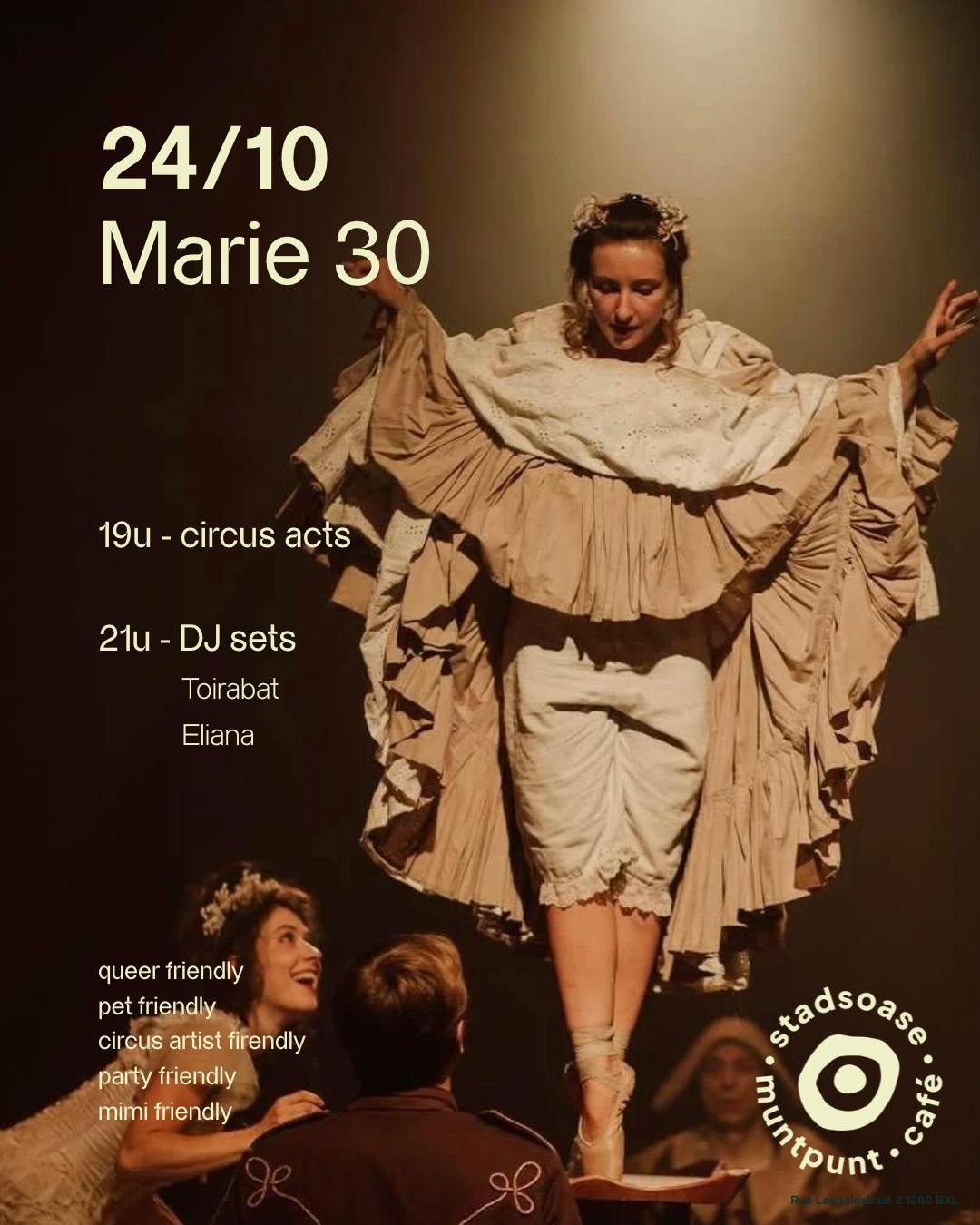 Performance Marie 30: Circus night au Stadsoase Café - Bruxelles