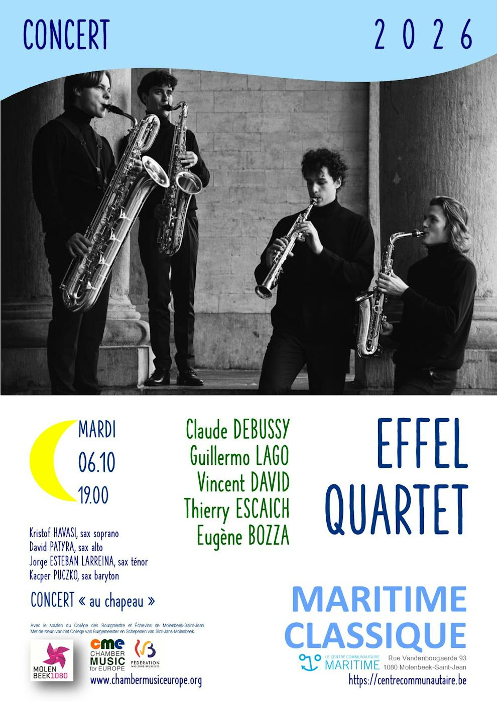 Concert Maritime Classique - Effel Quartet au Centre Communautaire Maritime Molenbeek - Molenbeek-Saint-Jean - Bruxelles