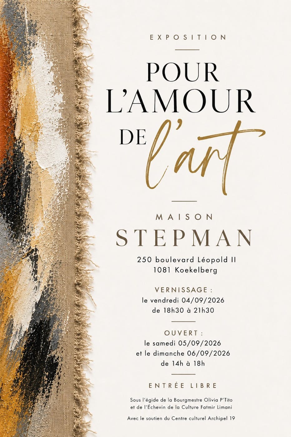 Exposition Pour l'amour de l'Art - artistes passionnés - Koekelberg - Bruxelles