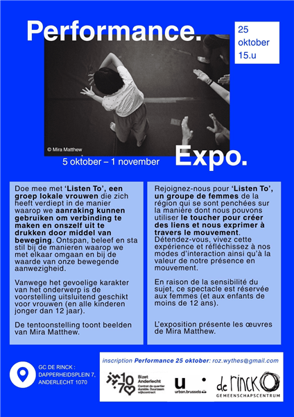 Exposition Spectacle et expo Listen To - oeuvres de Mira Matthew au De Rinck (Anderlecht) - Anderlecht - Bruxelles